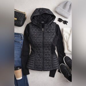 Bebe Women's Black Quilted Vest with Hood
